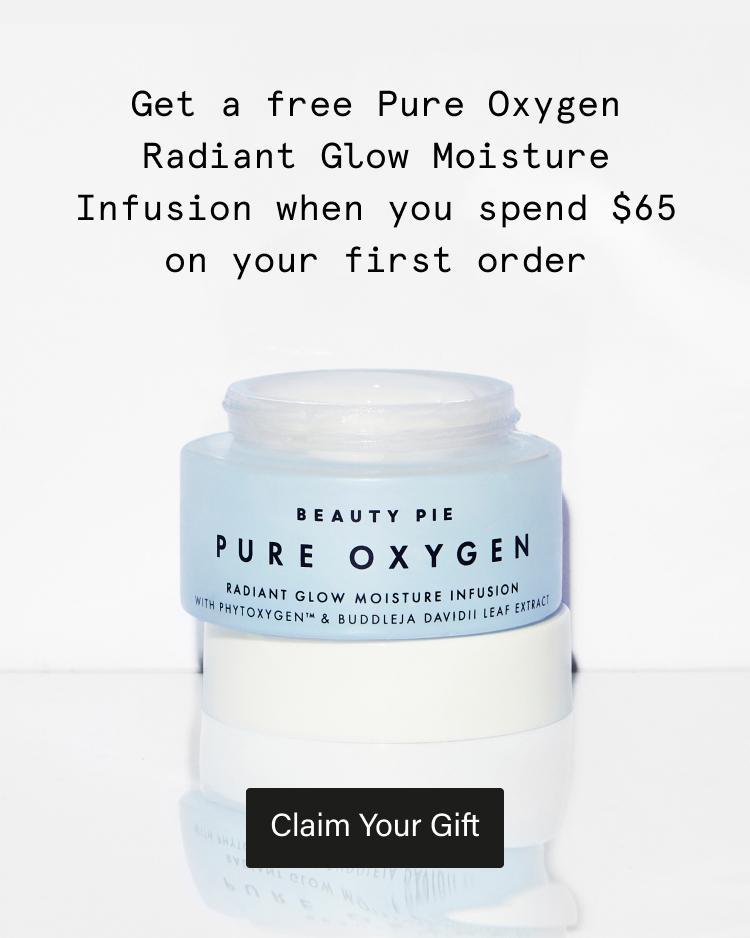 US GWP offer of free Pure Oxygen Radiant Glow Moisture Infusion when you spend $65 on your first order
