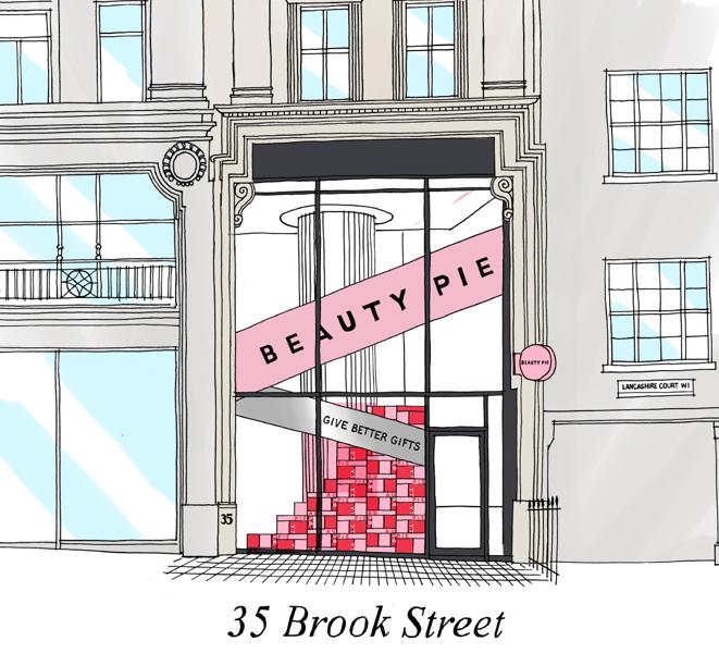 Beauty Pie Holiday Party Window Illustration Beauty Pie Holiday Party Window Illustration