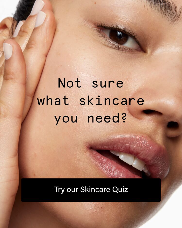 Image of model directing to skincare quiz
